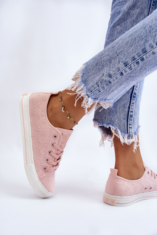 Women's Big Star Embroidered Sneakers LL274224 Pink