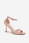 Patent Leather High Heel Sandals Beige Revella