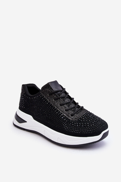 Sneakersy Damskie Cyrkonie Czarne Raiden